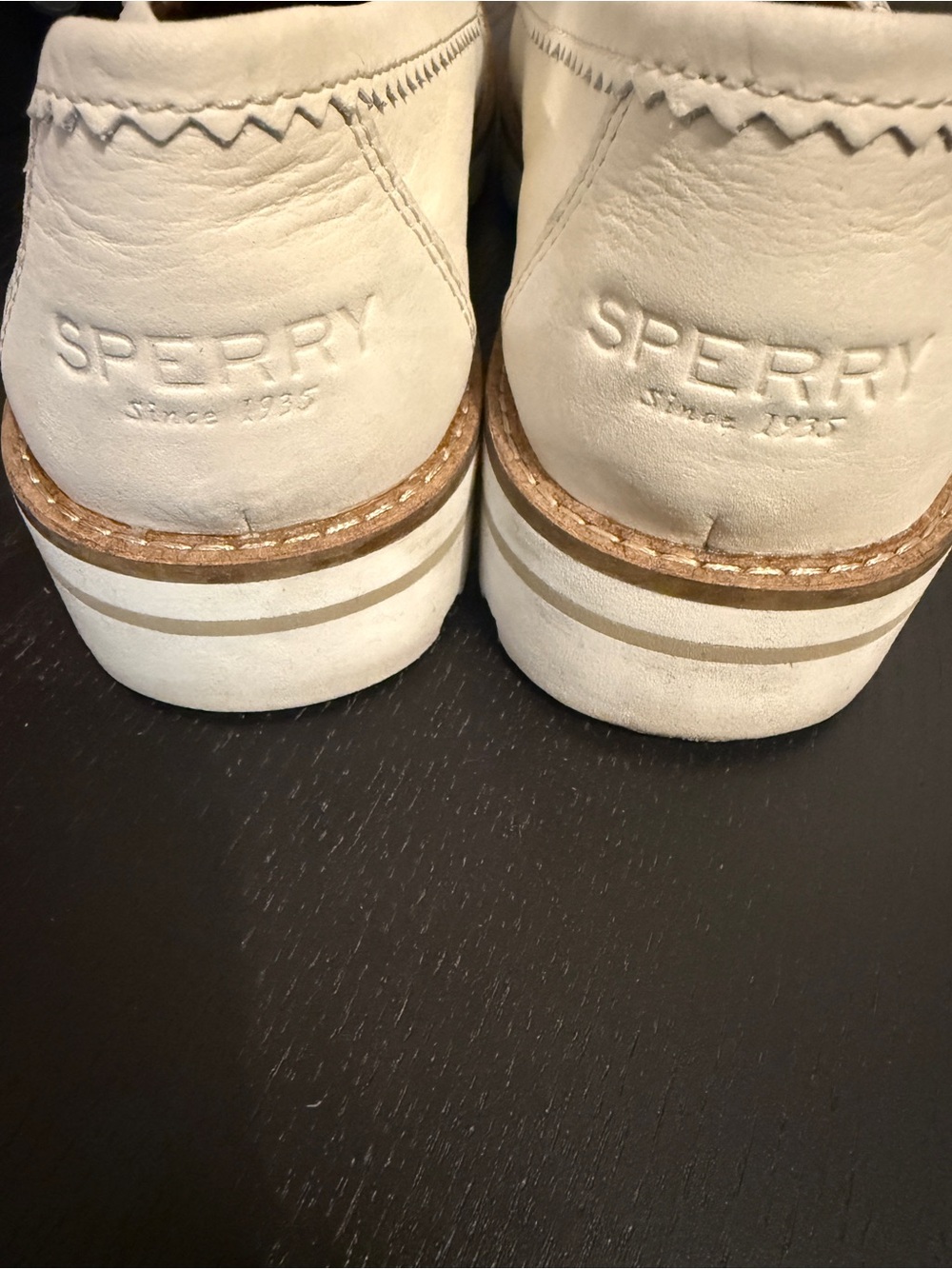 Women’s Sperry Cream Leather Slip-On Boat Shoe - Picture 2 of 5